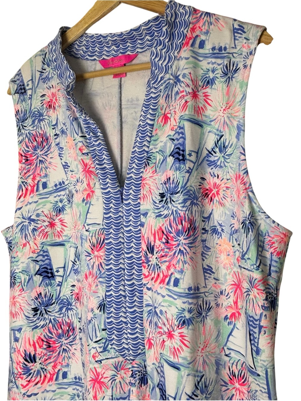 NWOT Lilly Pulitzer Larsen Shift Dress in Sea to Shining Sea Print Size XL - Picture 5 of 12